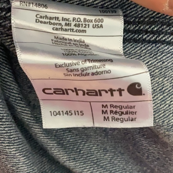 Carhartt dark wash denim Original Fit collared button down size M - Picture 5 of 7